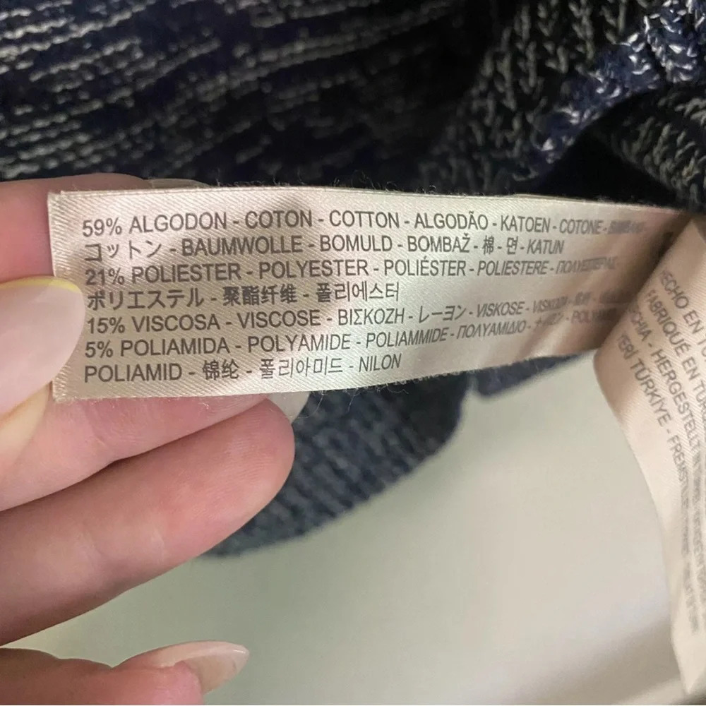 Massimo Dutti Women’s M Navy Blue Marled Heavy Knit Split Back Sweater - Picture 6 of 7